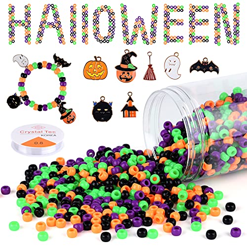 KUUQA 1050 Stück Halloween Pony Perlen mit 7 Stück Charms Anhänger Dekorationen 1 Rolle Elastische Schnur Acryl DIY Bastelperlen mit Aufbewahrungsbox Halloween Perlen für die Schmuckherstellung KUUQA 1050 Stück Halloween Pony Perlen mit 7 Stück Charms Anhänger Dekorationen 1 Rolle Elastische Schnur Acryl DIY Bastelperlen mit Aufbewahrungsbox Halloween Perlen für die Schmuckherstellung von KUUQA