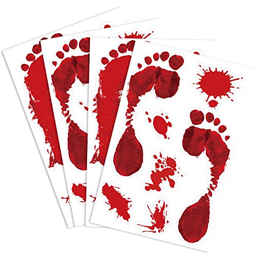 KUUQA 4 Stück Blutig Fußabdruck Klammert Sich Grusel PVC Aufkleber Decals für Halloween Dekorationen KUUQA 4 Stück Blutig Fußabdruck Klammert Sich Grusel PVC Aufkleber Decals für Halloween Dekorationen von KUUQA