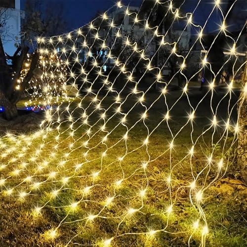KUWUNG Lichternetz Außen, 3X2M 320 LED Lichterkette Netz mit Stecker, 8 Modi Lichterkettennetz Wasserdicht Lichtervorhang für Zimmer Wand Hochzeit Zaunbüsche Garten Deko (Warmweiß KUWUNG Lichternetz Außen, 3X2M 320 LED Lichterkette Netz mit Stecker, 8 Modi Lichterkettennetz Wasserdicht Lichtervorhang für Zimmer Wand Hochzeit Zaunbüsche Garten Deko (Warmweiß von KUWUNG