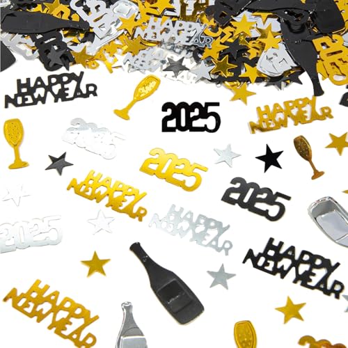 Konfetti Silvester Deko 2025 Party Set - 1000 Stück in Gold, Silber und Schwarz - Geeignet für Tischdeko Neujahr und Karneval Konfetti Silvester Deko 2025 Party Set - 1000 Stück in Gold, Silber und Schwarz - Geeignet für Tischdeko Neujahr und Karneval von KVGBNT