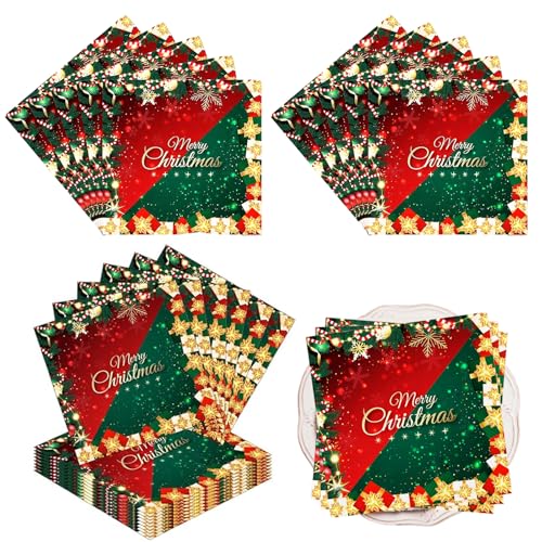 Servietten Weihnachten, 40 Stück Weihnachtsservietten, Rot, Goldene und Grüne Servietten, Tischdeko Weihnachten, 2 Lagen Einwegservietten,geeignet für das Weihnachtsessen Servietten Weihnachten, 40 Stück Weihnachtsservietten, Rot, Goldene und Grüne Servietten, Tischdeko Weihnachten, 2 Lagen Einwegservietten,geeignet für das Weihnachtsessen von KVGBNT