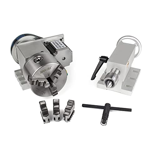 KVLHCSVA CNC-Drehachse, 4. Achse mit 3-Backenfutter, K11-100 mm Hohlwellen-Teilkopf, Rotations-A-Achse, mit 65 mm Reitstock, Untersetzungsverhältnis: 6:1 für CNC-Fräs-, Dreh- und Graviermaschine KVLHCSVA CNC-Drehachse, 4. Achse mit 3-Backenfutter, K11-100 mm Hohlwellen-Teilkopf, Rotations-A-Achse, mit 65 mm Reitstock, Untersetzungsverhältnis: 6:1 für CNC-Fräs-, Dreh- und Graviermaschine von KVLHCSVA
