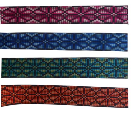 KVR Polyester-Brokat-Jacquard-Bordüre, Blumenmuster, Nähen, Stickerei, Dekoration, Spitzenband (Combo-75, 5,1 cm breit, 2,5 m x 4 Design = 10 m in einer Packung) von KVR