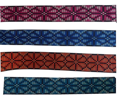KVR Polyester-Brokat-Jacquard-Bordüre, Blumenmuster, Nähen, Stickerei, Dekoration, Spitzenband (Combo-76, 5,1 cm breit, 2,5 m x 4 Design = 10 m in einer Packung) von KVR