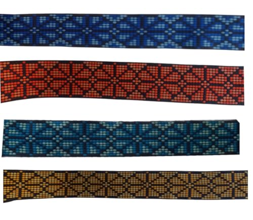 KVR Polyester-Brokat-Jacquard-Bordüre, Blumenmuster, Nähen, Stickerei, Dekoration, Spitzenband (Combo-77, 5,1 cm breit, 2,5 m x 4 Design = 10 m pro Packung) von KVR
