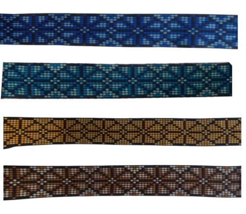 KVR Polyester-Brokat-Jacquard-Bordüre, Blumenmuster, Nähen, Stickerei, Dekoration, Spitzenband (Combo-78, 5,1 cm breit, 2,5 m x 4 Design = 10 m pro Packung) von KVR