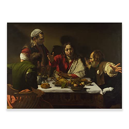 KWAY Caravaggio Kunstdrucke – Abendessen bei Emmaus Gemälde – klassisches Vintage-Ölgemälde-Poster für Wohnzimmer, Heimdekoration, ungerahmt (30 x 40 cm) von KWAY