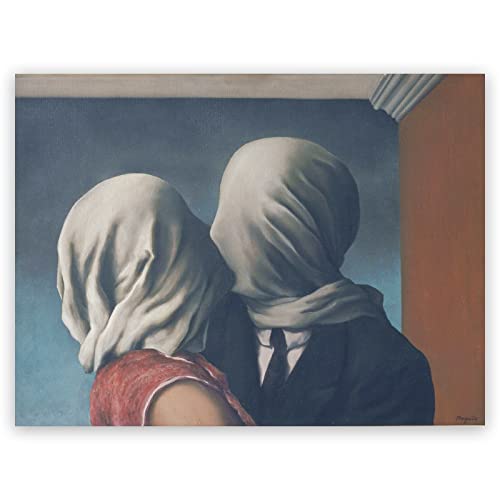 Rene Magritte Leinwand-Wandkunst – Poster "The Lovers" – Kunstdrucke – Surrealismus-Gemälde, moderne Wohnkultur für Wohnzimmer, Schlafzimmer, ungerahmt (30 x 40 cm) von KWAY