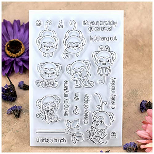 KWELLAM Cheeky Monkey Birthday Thanks a Bunch Clear Stamps for Card Making Decoration and DIY Scrapbooking KWELLAM Cheeky Monkey Birthday Thanks a Bunch Clear Stamps for Card Making Decoration and DIY Scrapbooking von KWELLAM