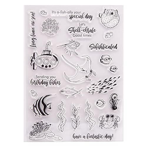 KWELLAM Ocean World Sending You Birthday Fishes Clear Stamps for Card Making Decoration and DIY Scrapbooking 21051508 von KWELLAM