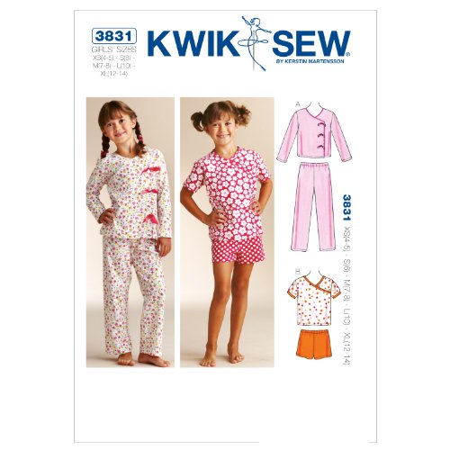 Kwik Sew Mustern K3831 4–5 Größe XS – S 6 – M 7–8 – L 10 – Extra Groß 12–14 Sleepy – Zeit, Pyjama, weiß, 1 Stück von KWIK-SEW PATTERNS