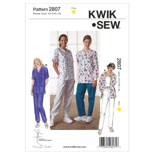 Kwik Sew Mustern k2807, Größe XS klein – mittel – groß – Extra große Scrubs, weiß, 1 Stück von KWIK-SEW PATTERNS