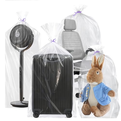 KWJEIULSOQ 4 extra große Plastiktüten, 100 x 152 cm, große, transparente Plastiktüten, feuchtigkeitsbeständige und staubdichte Aufbewahrungstaschen, geeignet für Gepäck, Möbel, Stühle, Plüschtiere KWJEIULSOQ 4 extra große Plastiktüten, 100 x 152 cm, große, transparente Plastiktüten, feuchtigkeitsbeständige und staubdichte Aufbewahrungstaschen, geeignet für Gepäck, Möbel, Stühle, Plüschtiere von KWJEIULSOQ