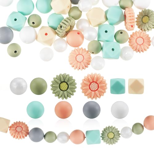 KWJEIULSOQ 56 Stück Silikonperlen Blumenförmige Bulk Silikonperlen Gänseblümchen Silikon Perlen Rund Lose Bastelperlen mit Loch für DIY Schlüsselanhänger Armbänder Halsketten Schmuckherstellung KWJEIULSOQ 56 Stück Silikonperlen Blumenförmige Bulk Silikonperlen Gänseblümchen Silikon Perlen Rund Lose Bastelperlen mit Loch für DIY Schlüsselanhänger Armbänder Halsketten Schmuckherstellung von KWJEIULSOQ