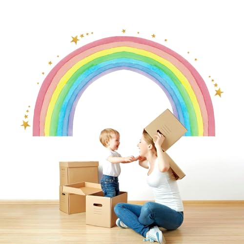 KWJEIULSOQ Wandtattoo Kinderzimmer Deko Wandsticker Regenbogen Wandaufkleber, Groß Wandtattoo Regenbogen Wandaufkleber Kinderzimmer Wanddeko Wandsticker Regenbogen Kindertapete Sticker (Regenbogen) von KWJEIULSOQ