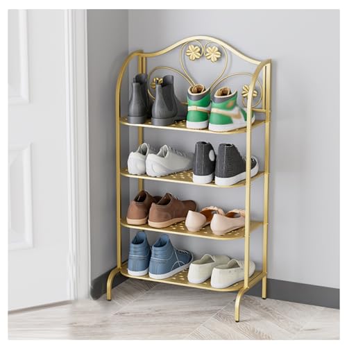 KWMAEEUID 4-lagiges Schuhregal aus Metall, Robustes Schuh- und Haushaltsartikel-Aufbewahrungsregal, platzsparend, bietet Platz für 6–8 Paar Schuhe, geeignet für Schlafzimmer, Flure, Türen von KWMAEEUID