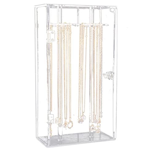 KWMAEEUID Acryl 24 Haken Drehbarer Halskettenständer Anhänger Display Organizer Halter Staubdichte Schmuck-Displaybox (Farbe: A, Größe: 16 * 8 * 30 cm) von KWMAEEUID