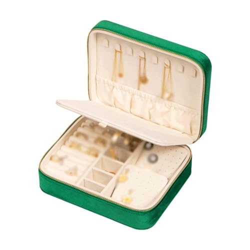 KWMAEEUID Doppelschichtige Samt-Schmuckschatulle, europäische Halsketten-Aufbewahrungsbox, Ring-Box von KWMAEEUID