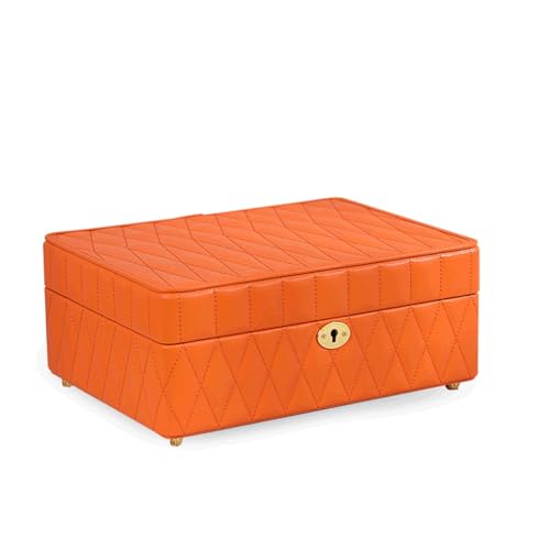 KWMAEEUID Große Kapazität Tragbare Schmuckaufbewahrungsbox Ringe Ohrringe Schmuckschatulle Handheld mit Schloss (Farbe: D, Größe: 27,5 cm) von KWMAEEUID