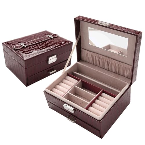 KWMAEEUID Große Kapazität Tragbare Schmuckaufbewahrungsbox Ringe Ohrringe Schmuckschatulle Handheld mit Schloss KWMAEEUID Große Kapazität Tragbare Schmuckaufbewahrungsbox Ringe Ohrringe Schmuckschatulle Handheld mit Schloss von KWMAEEUID