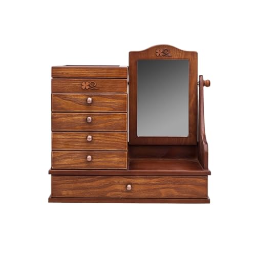 KWMAEEUID Make-up-Aufbewahrungsbox aus Holz mit Tisch-Make-up-Box, handgefertigte Schmuckschatulle KWMAEEUID Make-up-Aufbewahrungsbox aus Holz mit Tisch-Make-up-Box, handgefertigte Schmuckschatulle von KWMAEEUID
