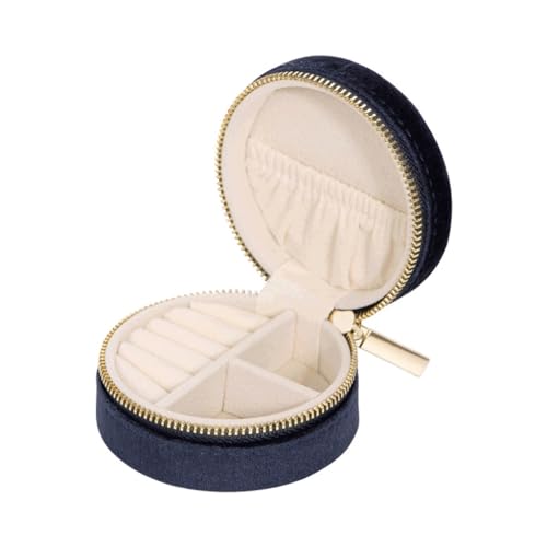 KWMAEEUID Ohrring-Aufbewahrungsbox, runde Samt-Schmuck-Aufbewahrungstasche, tragbare Schmuckschatulle KWMAEEUID Ohrring-Aufbewahrungsbox, runde Samt-Schmuck-Aufbewahrungstasche, tragbare Schmuckschatulle von KWMAEEUID