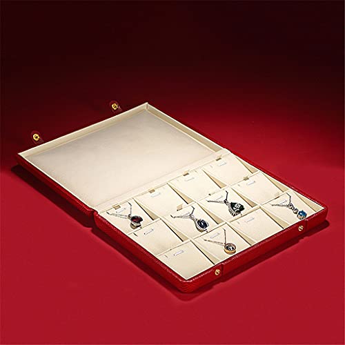 KWMAEEUID Rote Leder-Schmuckschatulle mit Deckel, Ringe, Armreif, Aufbewahrungshalter, Organizer, Ohrringe, Halskette, Uhrenbox (Farbe: A-24 x 19 x 4,5 cm) von KWMAEEUID