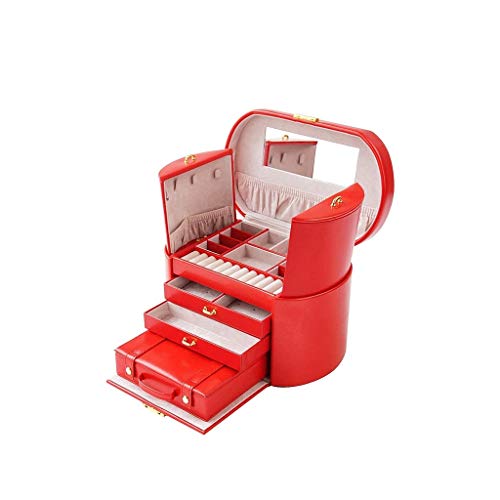 KWMAEEUID Schmuckschatulle, Kunstleder-Schmuck-Organizer, Kosmetik-Aufbewahrungsbox, große Kapazität, Schmuck-Lederbox, Gürtelschloss, mehrschichtige Schmucktasche von KWMAEEUID