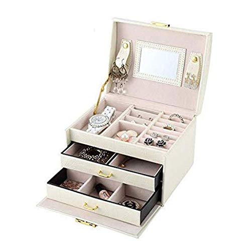 KWMAEEUID Schmuckschatulle – Holz-Gürtelschloss, Leder-Schmuck-Aufbewahrungsbox, Schmuckschatulle (Farbe: 3 Stück) von KWMAEEUID