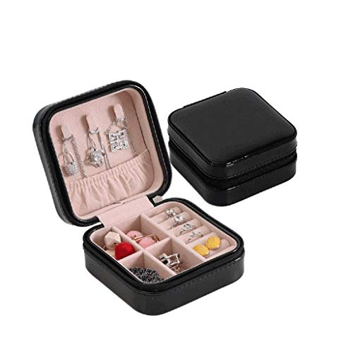 KWMAEEUID Schmuckschatulle-Schmuckschatulle, einfache tragbare Schmuckschatulle, Reise-Schmuck-Aufbewahrungstasche, Armband, Schmuck, Ohrstecker (Farbe: Schwarz) von KWMAEEUID
