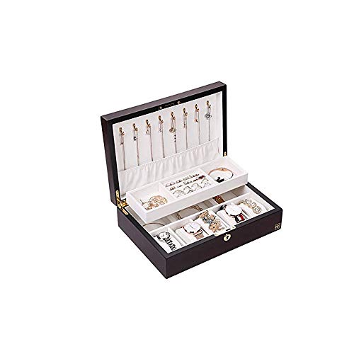 KWMAEEUID Schmuckschatulle – Schmuckschatulle – Schnallenverschluss und Magnetverschluss, großes Lederdesign, schwarzer Schmuck-Organizer von KWMAEEUID