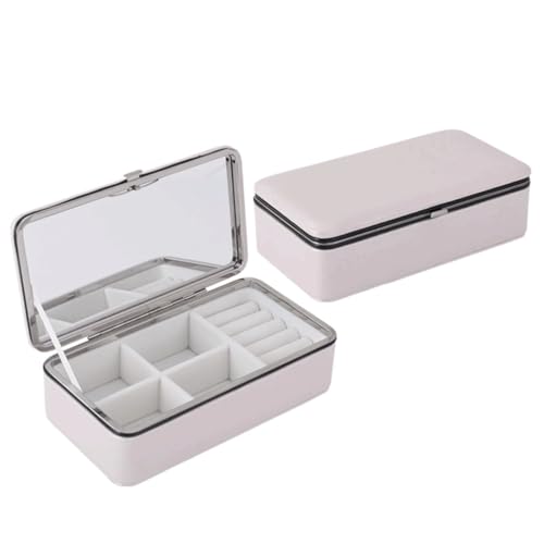 KWMAEEUID Tragbare Schmuckaufbewahrungsbox mit großer Kapazität, Ringe, Ohrringe, Schmuckschatulle, handgehalten, mit Schloss (Farbe: Argento, Größe: 18,2 x 10,2 x 5,6 cm) von KWMAEEUID