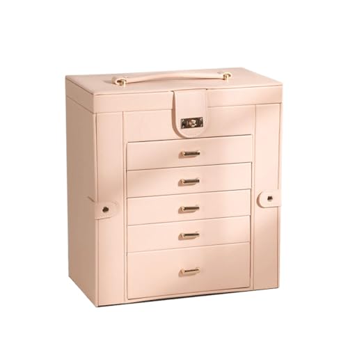 KWMAEEUID Tragbare Schmuckaufbewahrungsbox mit großer Kapazität, Ringe, Ohrringe, Schmuckschatulle, handgehalten, mit Schloss (Farbe: D, Größe: 30 x 17,2 x 33 cm) von KWMAEEUID