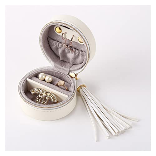 KWMAEEUID Tragbare Schmuckschatulle, Organizer für Ringe, Ohrringe, Aufbewahrungskoffer, Kleiner Ausstellungshalter für Damen und Mädchen, Farbe: Weiß, Größe: Einheitsgrö von KWMAEEUID