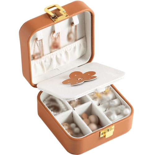 KWMAEEUID Tragbare Schmuckschatulle für Reisen, Schmuckkästchen mit Knopf, Lederaufbewahrung, Reißverschluss, Juweliere (Farbe: 3er-Pack, Größe: 9,5 x 9,5 x 5 cm) von KWMAEEUID