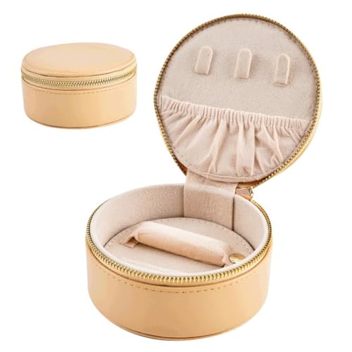 KWMAEEUID Tragbare Schmuckschatulle und Verpackung für Schmuck, Leder, Ohrringe, Aufbewahrungsbox (Farbe: Argento, Größe: 10 cm) von KWMAEEUID