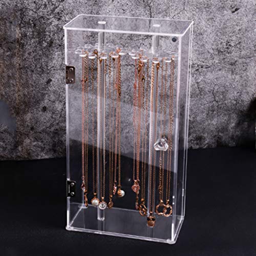 KWMAEEUID Transparente Acryl-Halsketten-Ausstellungsbox, Schmuckschatulle, Armband, Desktop-Finishing-Ausstellungsständer, staubdicht von KWMAEEUID