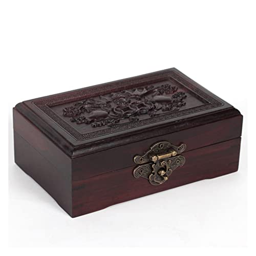 KWMAEEUID Vintage Holzschnitzerei Schmuckschatulle Ring Schmuckschatulle Vintage Schmuckschatulle Massivholz Aufbewahrungsbox (Farbe: A, Größe: L-Code) von KWMAEEUID