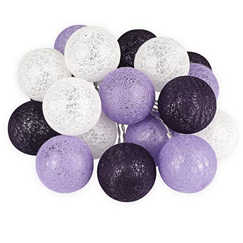 KWODE Lichterkette Lila Innen, Cotton Ball 3.5M, LED Kugeln Light für Mädchen, Kinder, Baby, Teenager, Hausbett, Treppengeländer, Zimmer Deko, USB & Batterie Betrieben, Purple Lichterkette, Ø 6CM von KWODE