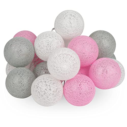 KWODE Lichterkette Innen, Pink-Gray Cotton Ball Lichterkette, 3.5M LED Kugeln Light für Mädchen, Kinder, Baby, Teenager, Hausbett, Zimmer Deko, USB Oder Batterie Betrieben, Ø 6CM Pink-Gray-White KWODE Lichterkette Innen, Pink-Gray Cotton Ball Lichterkette, 3.5M LED Kugeln Light für Mädchen, Kinder, Baby, Teenager, Hausbett, Zimmer Deko, USB Oder Batterie Betrieben, Ø 6CM Pink-Gray-White von KWODE