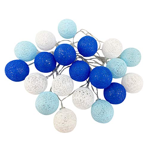 KWODE Lichterkette Cotton Ball, LED Cotton Bälle Light USB & Batteriebetrieben, Blau Kugel Kette für Innen Mädchen Teenager Baby Zimmer Deko Home Weihnachten Hochzeit Party Ø4cm Kleine Bälle blaue von KWODE