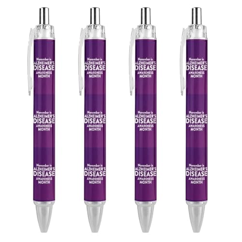 KWQDOZF Alzheimer'sAwareness Month Einziehbarer Kugelschreiber, Schreibkugel mit schwarzer Tinte, Geschenke für Studenten, Bürobedarf von KWQDOZF