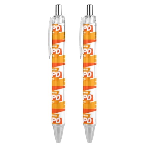KWQDOZF COPD Awareness Month Orange Ribbon Einziehbarer Kugelschreiber mit schwarzer Tinte, Kugelschreiber, Geschenke für Studenten, Bürobedarf von KWQDOZF