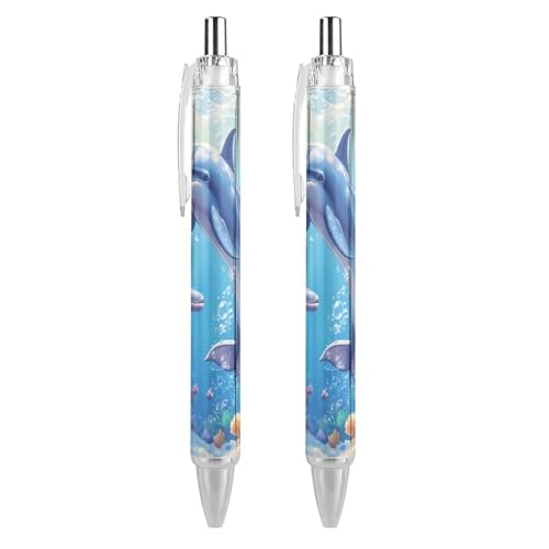 KWQDOZF Clownfisch-Delfine, Blasenkoralle, süßer Kugelschreiber, einziehbarer Kugelschreiber, 0,5 mm, für Damen und Herren, Büro, 2 Stück KWQDOZF Clownfisch-Delfine, Blasenkoralle, süßer Kugelschreiber, einziehbarer Kugelschreiber, 0,5 mm, für Damen und Herren, Büro, 2 Stück von KWQDOZF