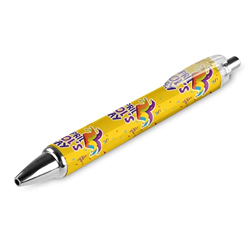 KWQDOZF Happy April Fool's Day, einziehbarer Kugelschreiber, tragbarer Kugelschreiber mit schwarzer Tinte, Arbeitsstifte für Bürobedarf von KWQDOZF