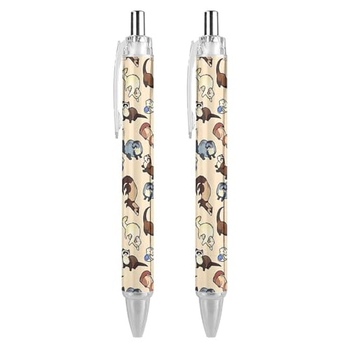 KWQDOZF Kugelschreiber mit Frettchen-Katzen-Schlangen-Print für Damen und Herren, 0,5 mm fein, einziehbarer Kugelschreiber, 2 Stück KWQDOZF Kugelschreiber mit Frettchen-Katzen-Schlangen-Print für Damen und Herren, 0,5 mm fein, einziehbarer Kugelschreiber, 2 Stück von KWQDOZF