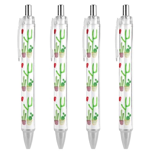KWQDOZF Kugelschreiber mit Kakteen- und Liebesdruck, für Damen und Herren, 0,5 mm fein, einziehbarer Kugelschreiber, 4 Stück KWQDOZF Kugelschreiber mit Kakteen- und Liebesdruck, für Damen und Herren, 0,5 mm fein, einziehbarer Kugelschreiber, 4 Stück von KWQDOZF