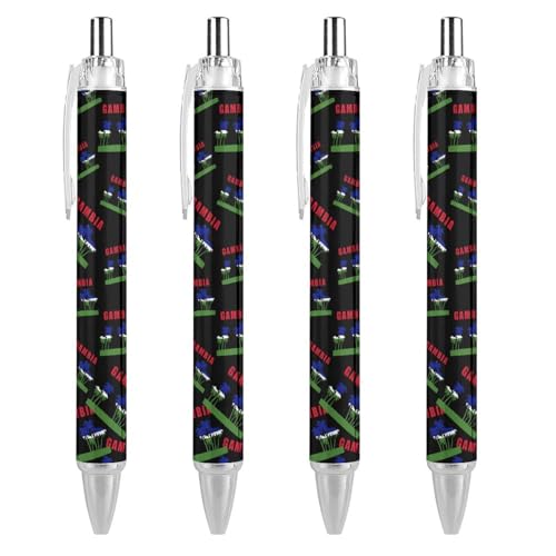 KWQDOZF Kugelschreiber mit Palmen-Gambia-Flagge, niedlicher Druckkugelschreiber, 0,5 mm, für Damen und Herren, Büro, 4 Stück KWQDOZF Kugelschreiber mit Palmen-Gambia-Flagge, niedlicher Druckkugelschreiber, 0,5 mm, für Damen und Herren, Büro, 4 Stück von KWQDOZF