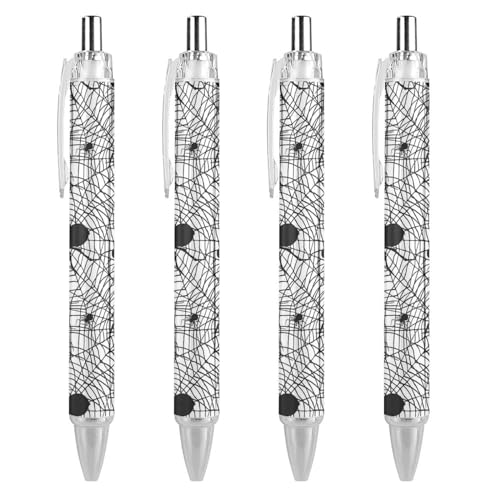KWQDOZF Kugelschreiber mit Spinnennetz- und gruseligem Spinnen-Aufdruck für Damen und Herren, 0,5 mm fein, einziehbarer Kugelschreiber, 4 Stück KWQDOZF Kugelschreiber mit Spinnennetz- und gruseligem Spinnen-Aufdruck für Damen und Herren, 0,5 mm fein, einziehbarer Kugelschreiber, 4 Stück von KWQDOZF