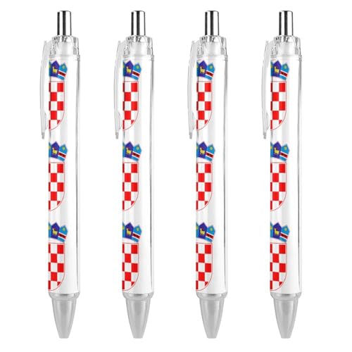 KWQDOZF Kugelschreiber mit Wappen von Kroatien-Aufdruck für Damen und Herren, 0,5 mm fein, einziehbarer Kugelschreiber, 4 Stück KWQDOZF Kugelschreiber mit Wappen von Kroatien-Aufdruck für Damen und Herren, 0,5 mm fein, einziehbarer Kugelschreiber, 4 Stück von KWQDOZF